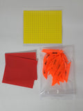 Package includes 50 vanes, 52 strips of fletching tape and 17 strips of arrow wrap tape.